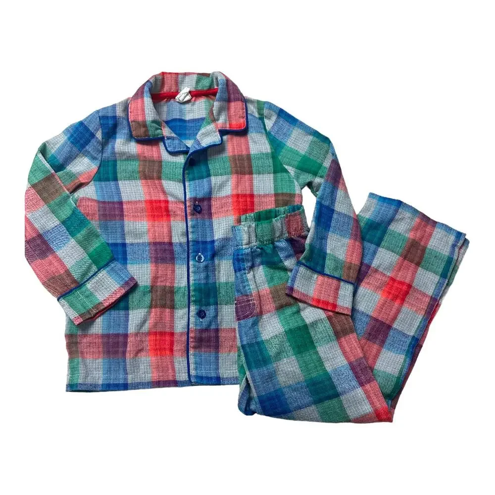 Gymboree Plaid Lightweight Flannel PJs Pajama Set Boys S 5 6 Holiday Christmas